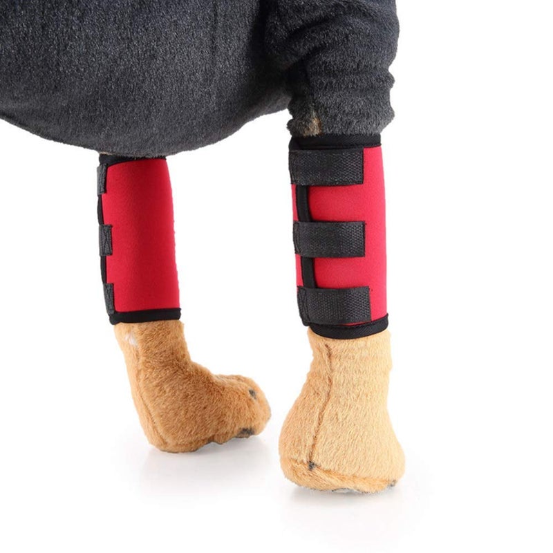 Emoly 1 Pair Reflective Tape Elbow Protectors, Dog Front Leg Braces Pet Knee Pads Dog Elbow Protector Help with Injuries Sprains and Loss of Stability Caused by Arthritis(S, Red) - Image 2